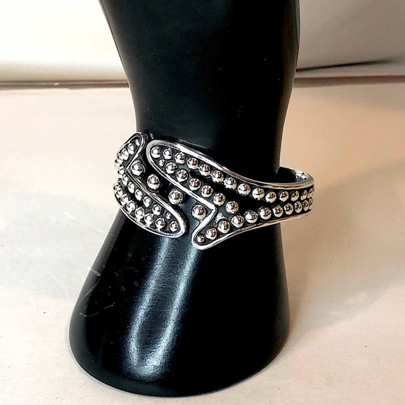 TAXCO Sterling Silver Hinge Bangle Cuff Art Deco Style MINT CONDITION - Picture 3 of 17